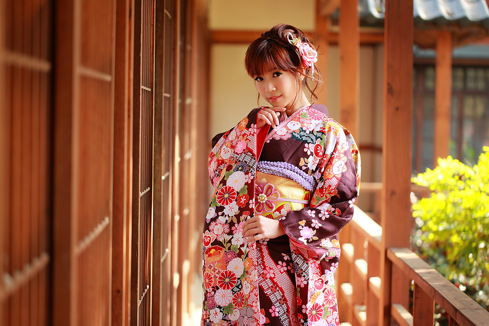 wajah, musim panas, gaya, pakaian, kimono