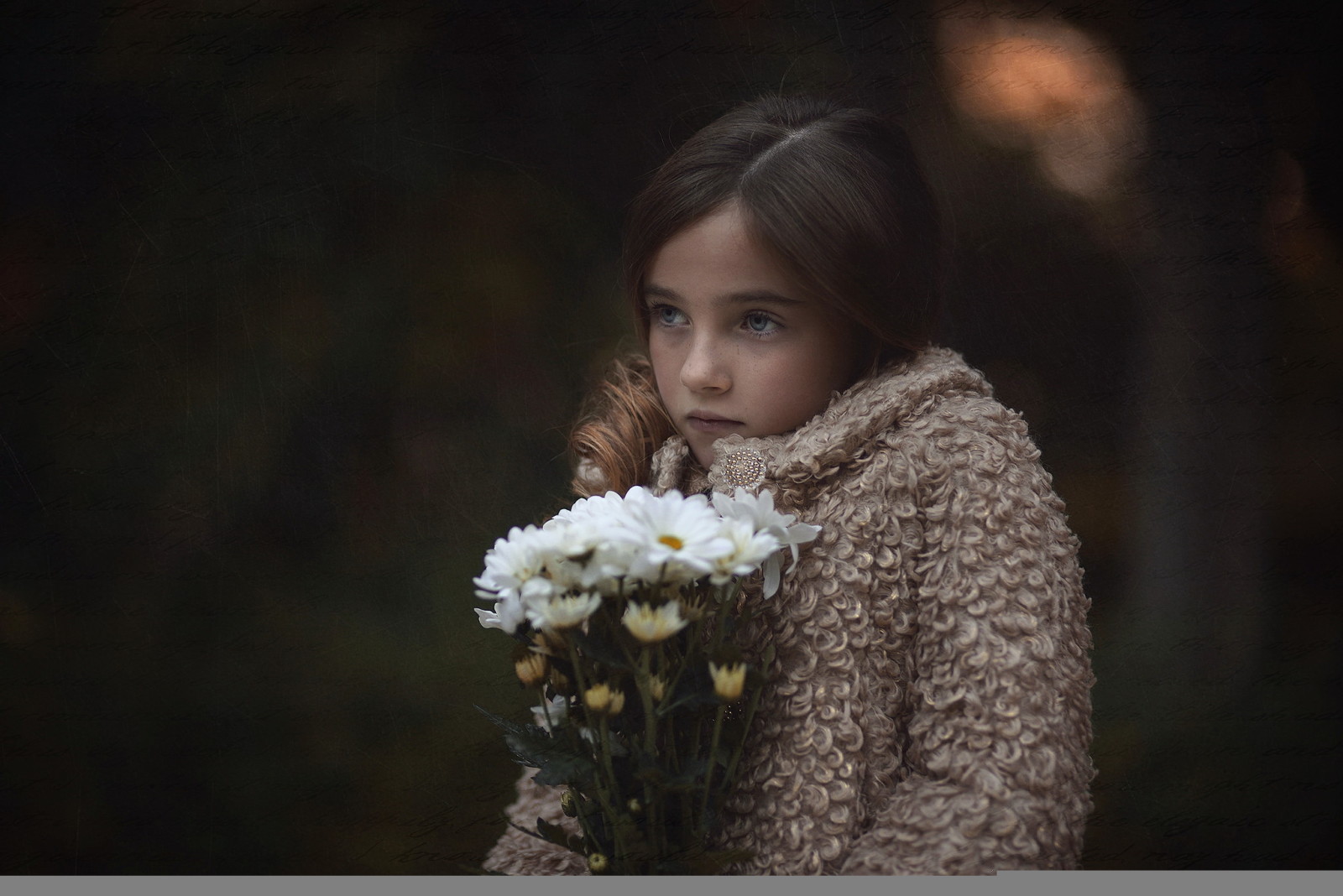 女孩, 肖像, 花卉