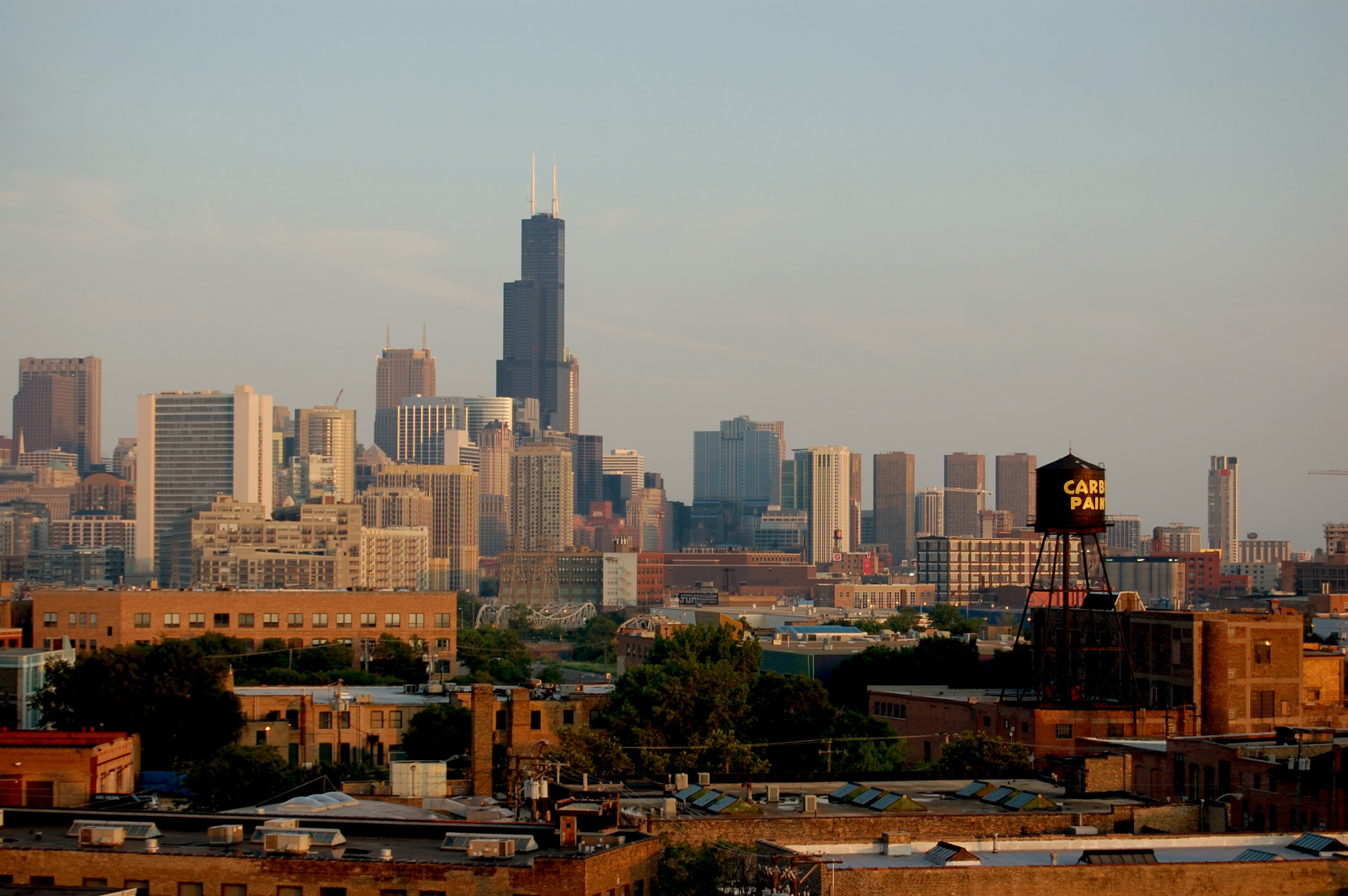 城市, 摩天大楼, 全景图, 芝加哥