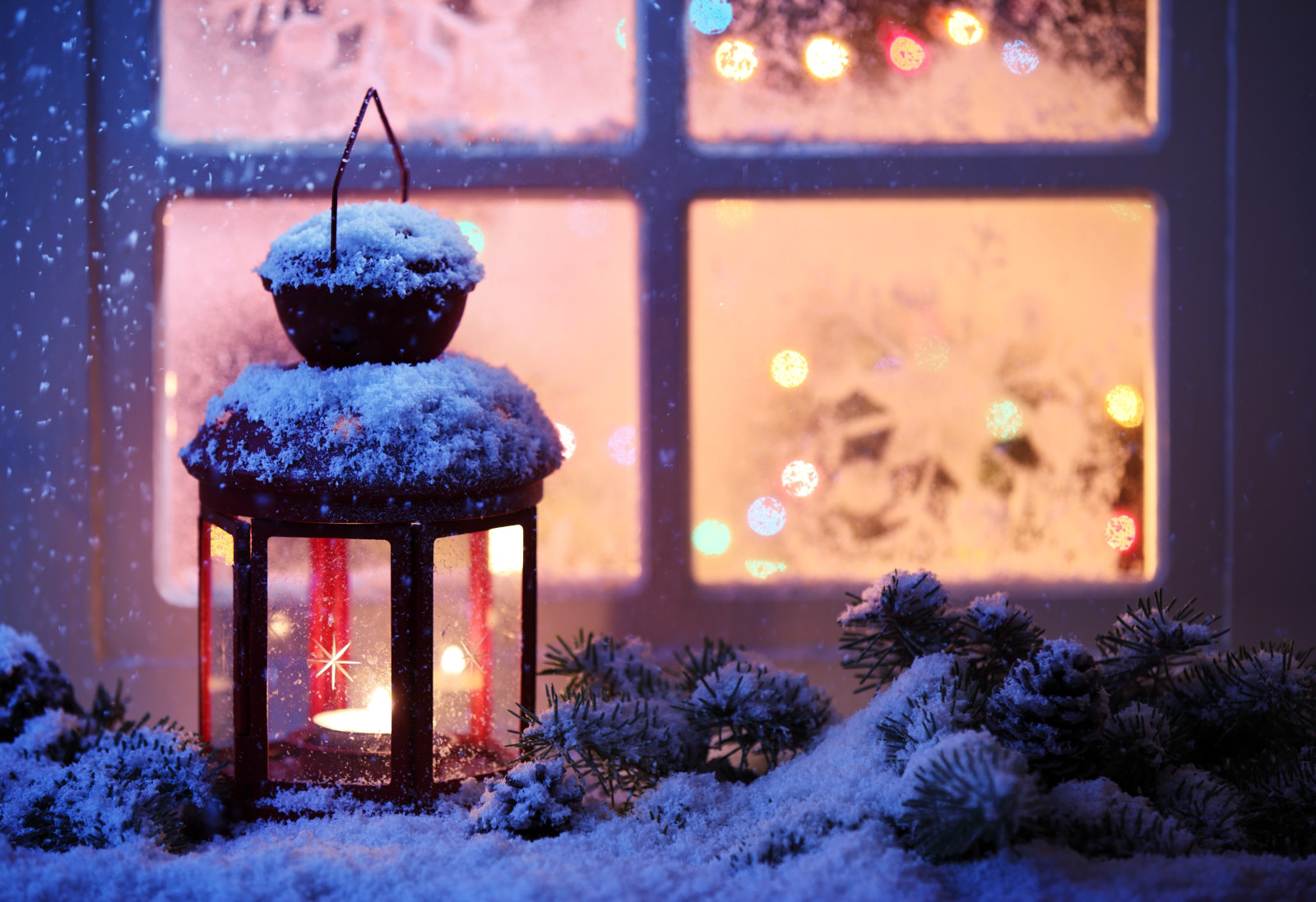 눈, 새해, 크리스마스, 장식, 명랑한, 빛, 겨울, 크리스마스