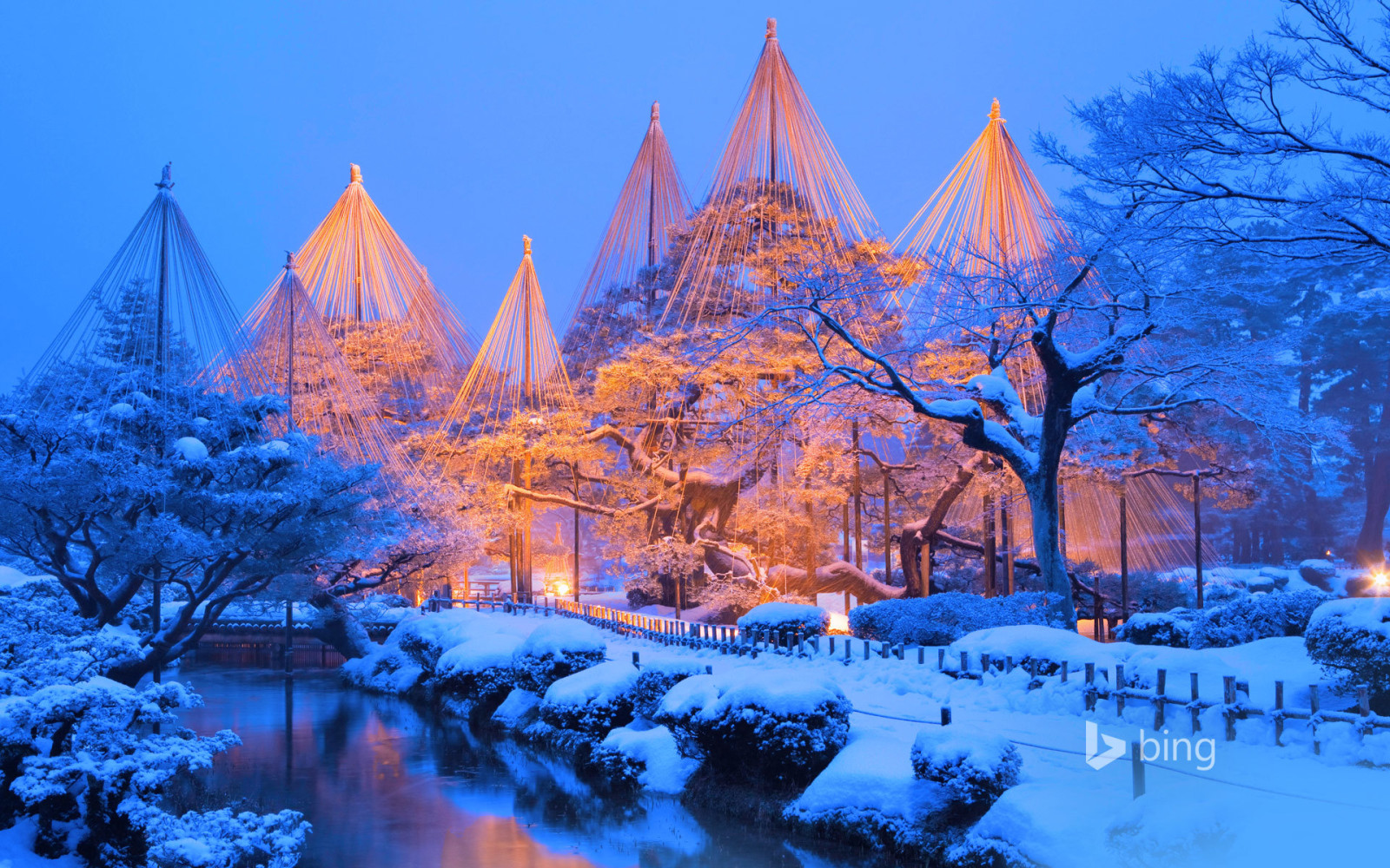 눈, 공원, 겨울, 일본, 겐로쿠엔, 가나자와