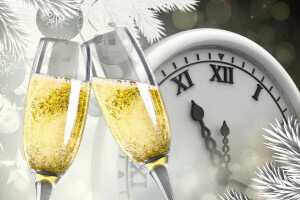 ボール, 枝, シャンパン, まぶしさ, 眼鏡, 休日, 真夜中, 新年