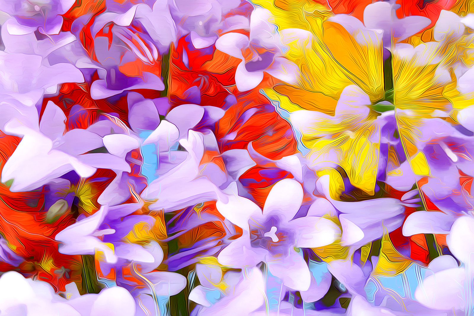 线, 花卉, 涂料, 花瓣, 渲染