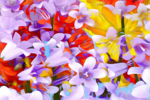 花卉, 线, 涂料, 花瓣, 渲染