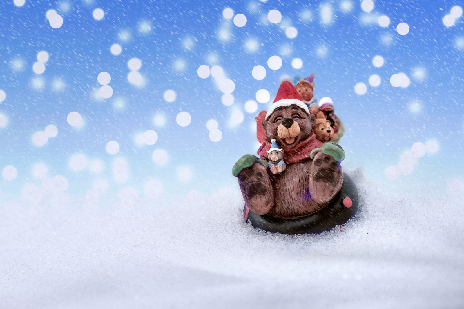 눈, 새해, 크리스마스, 명랑한, 곰, 크리스마스, 쥐, 장난