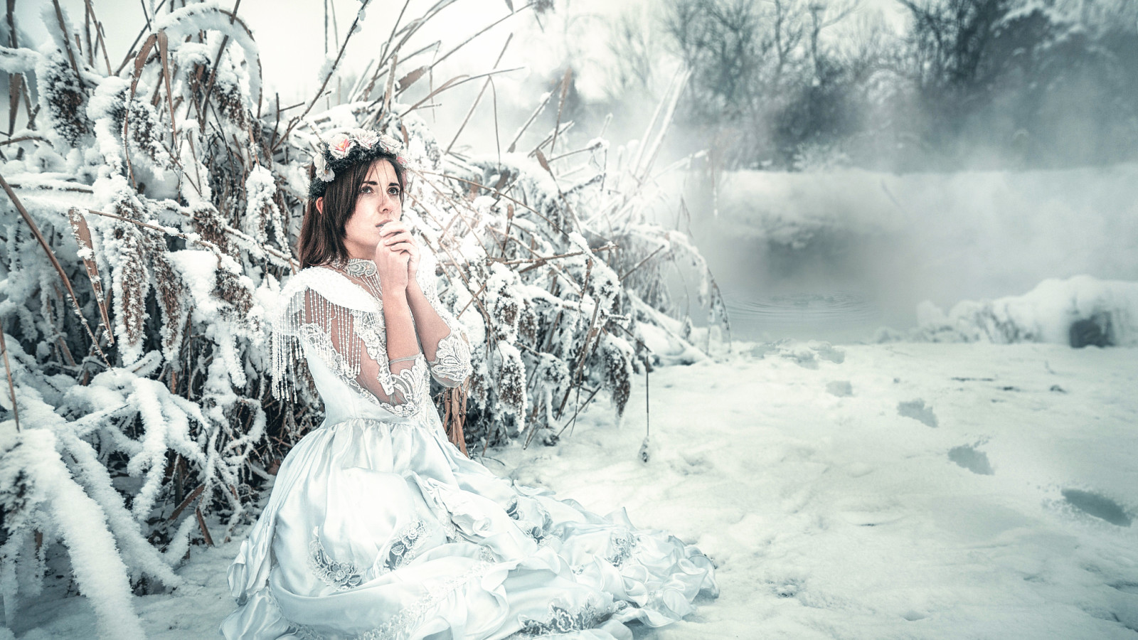 หิมะ, สาว, เย็น, น้ำแข็ง, แต่งตัว, แช่แข็ง, Rozalina Yakimenko