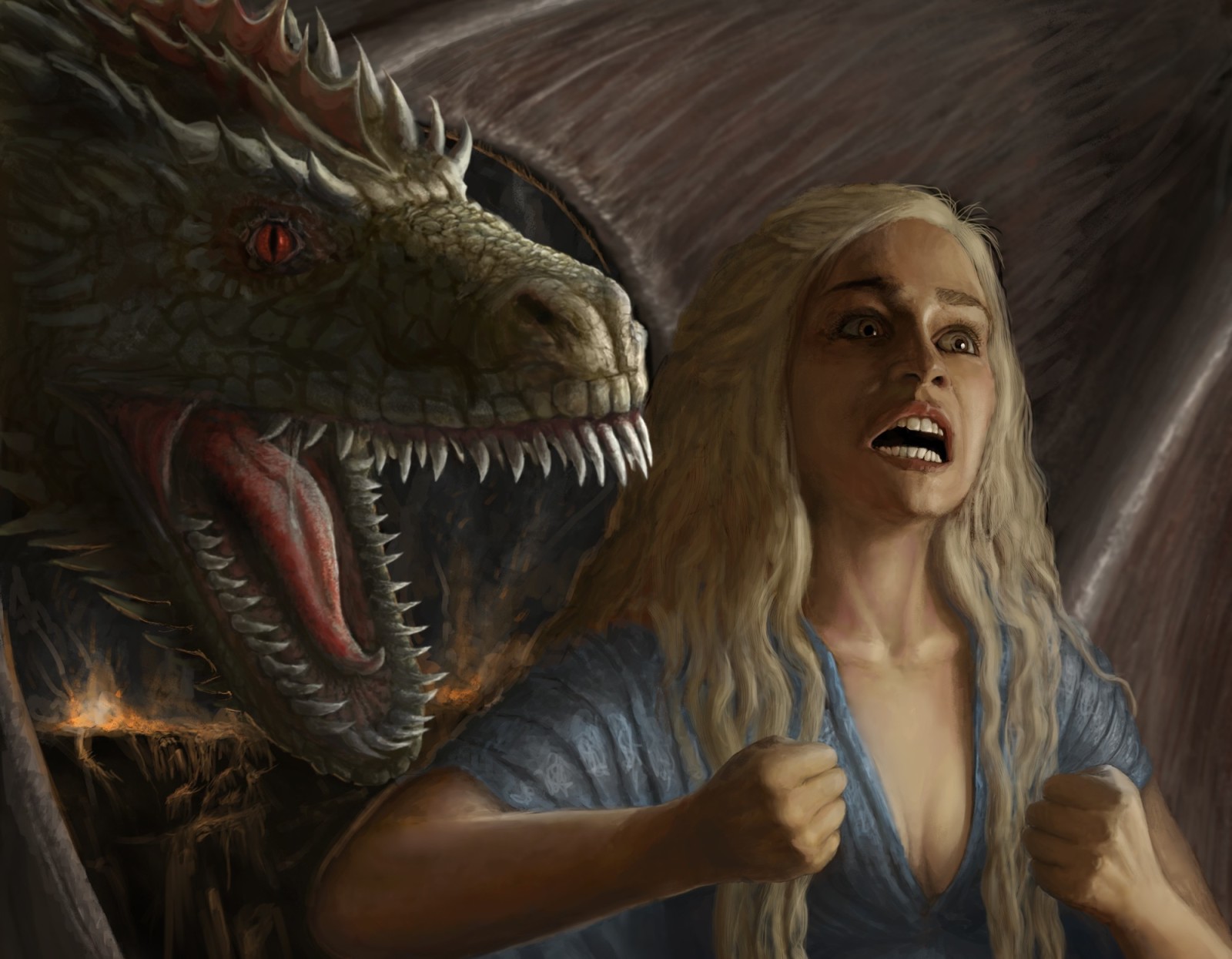 女孩, 艺术, 龙, 权力的游戏, 冰与火之歌, 情绪, 愤怒, 丹妮莉丝（Daenerys Targaryen）