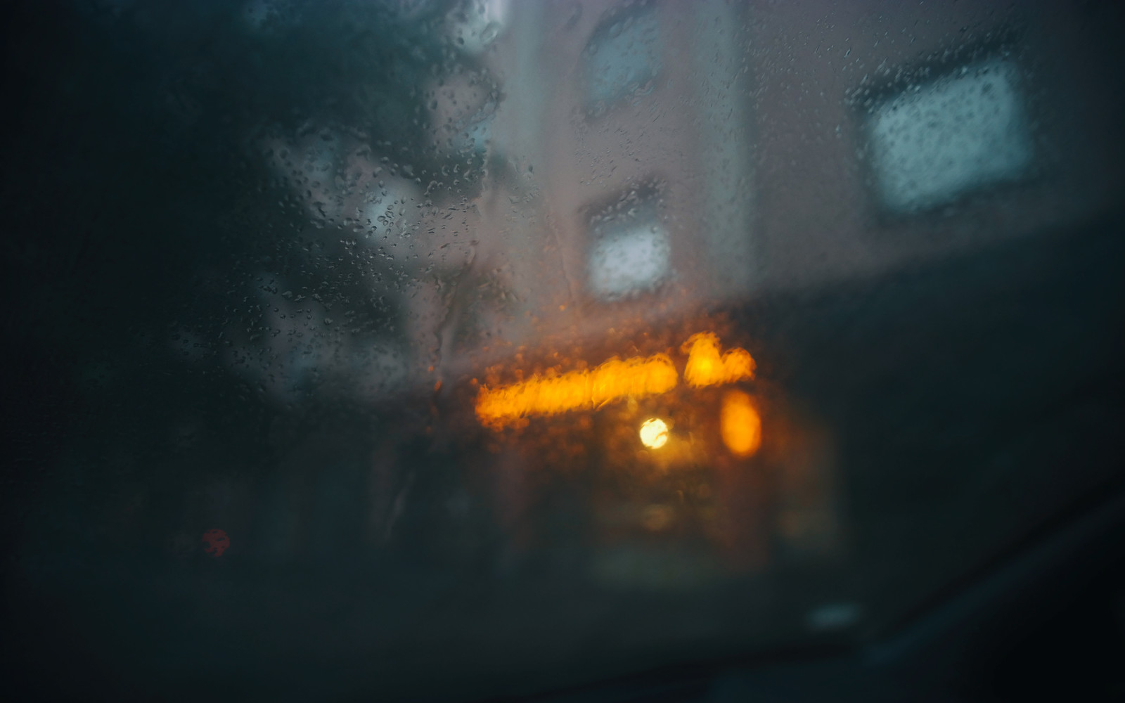 ボケ, 都市, ガラス, 雨, 落とす