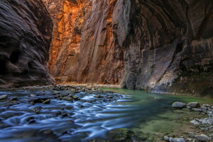 峡谷, 洞穴, 自然, 河