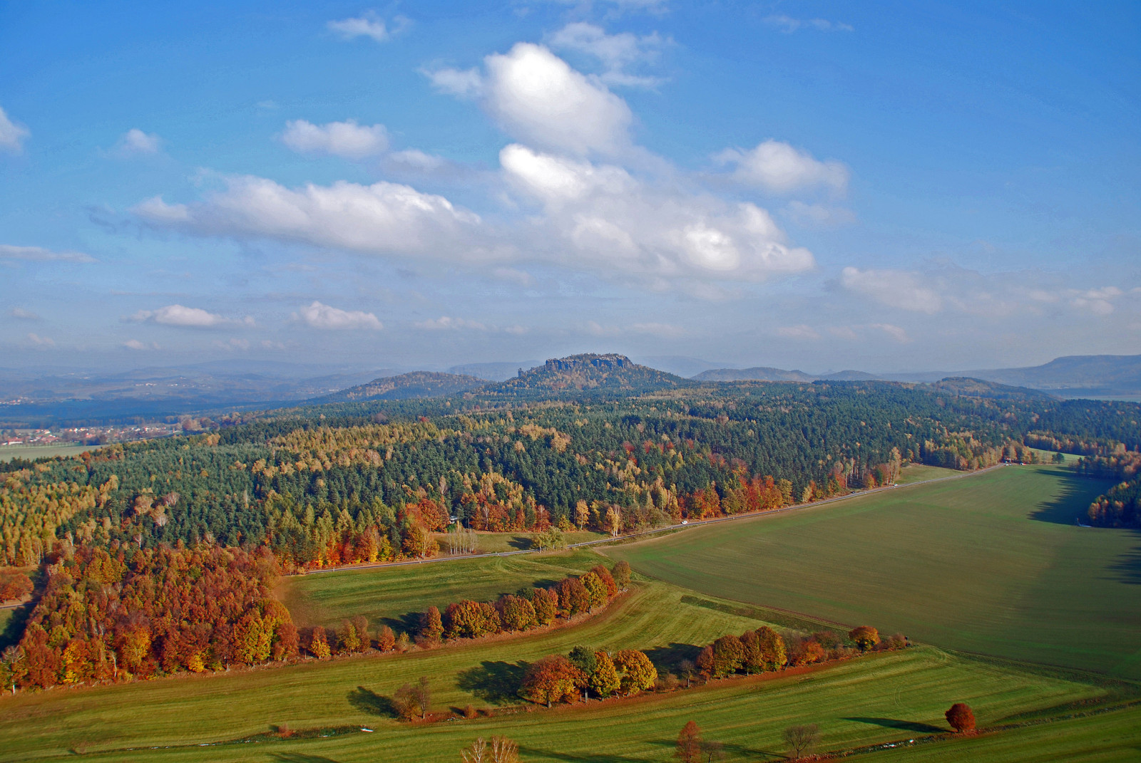 mùa thu, bầu trời, núi, cây, cánh đồng, nước Đức, thung lũng