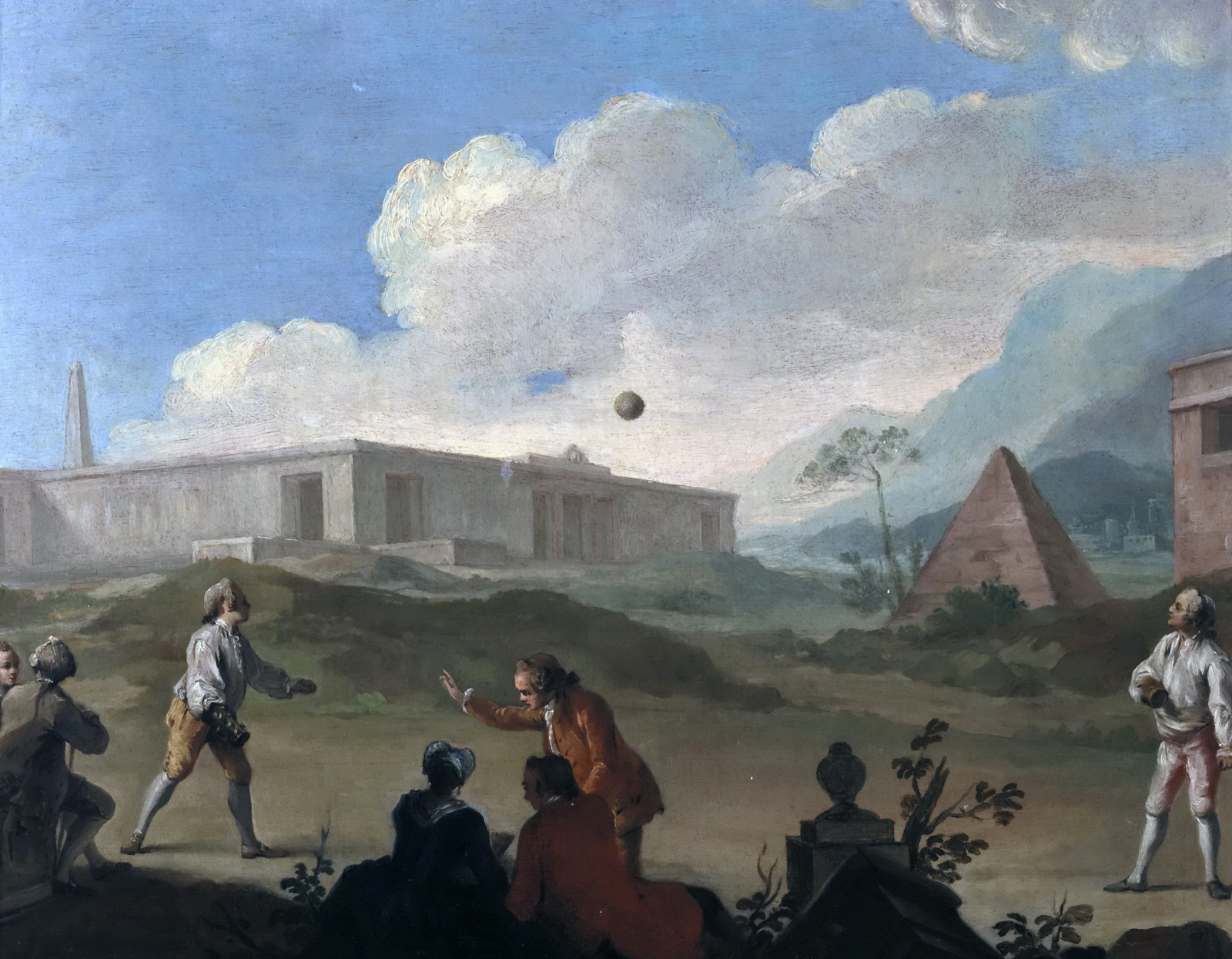 gambar, orang-orang, piramida, aliran, Charles Joseph Flipart, Permainan bola