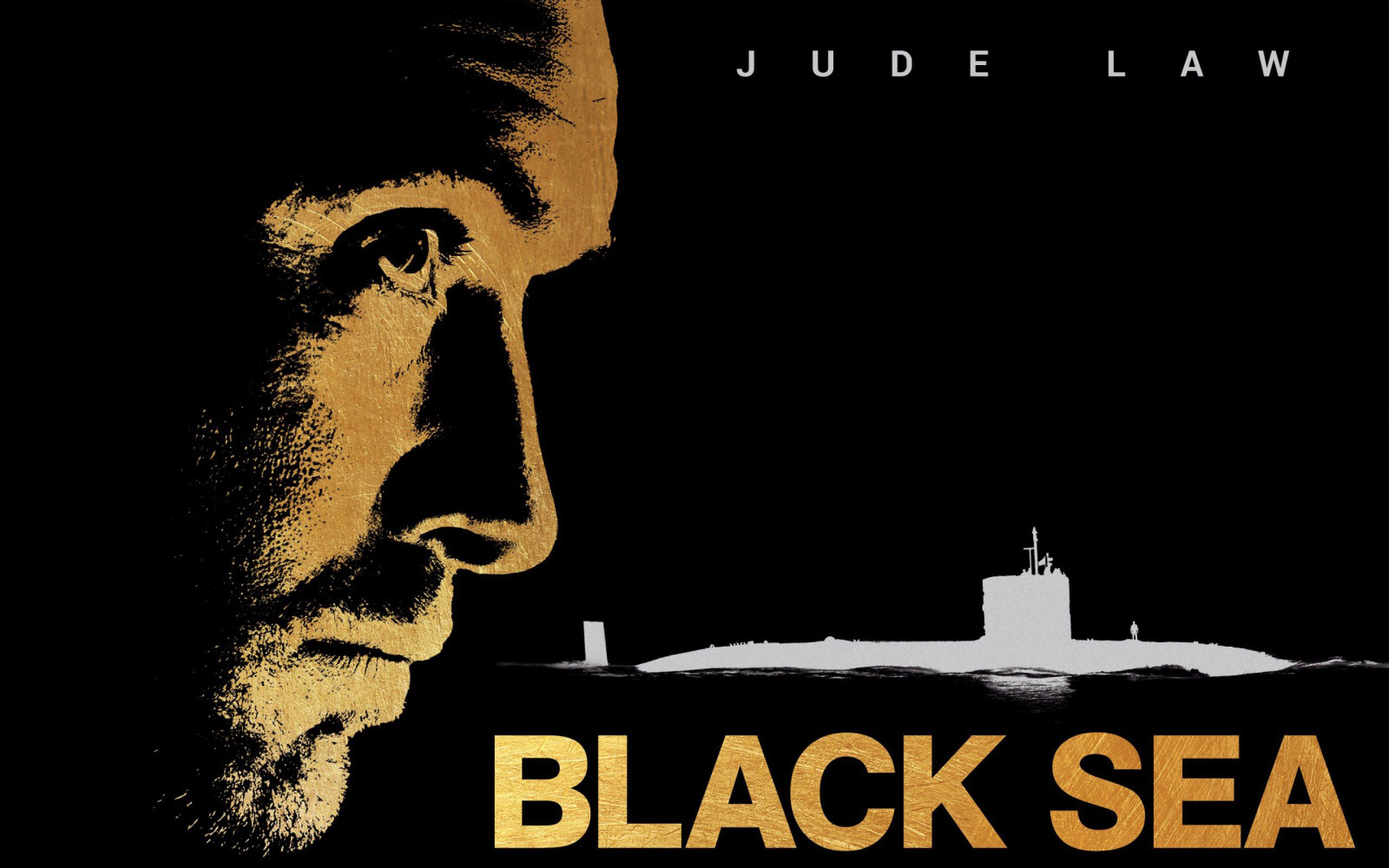 面对, 黑色背景, 轮廓, 潜艇, 海报, 裘德·罗, 黑海