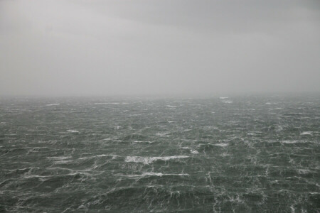 雨, 海, 嵐, 波