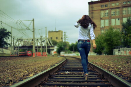 女の子, 鉄道, 都市