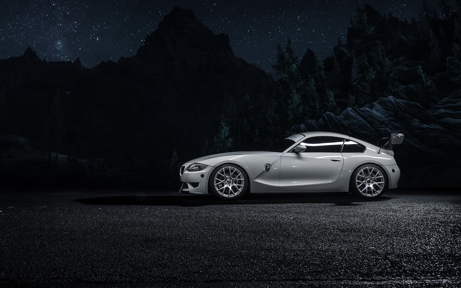 차, 밤, 산, 하얀, BMW Z4M