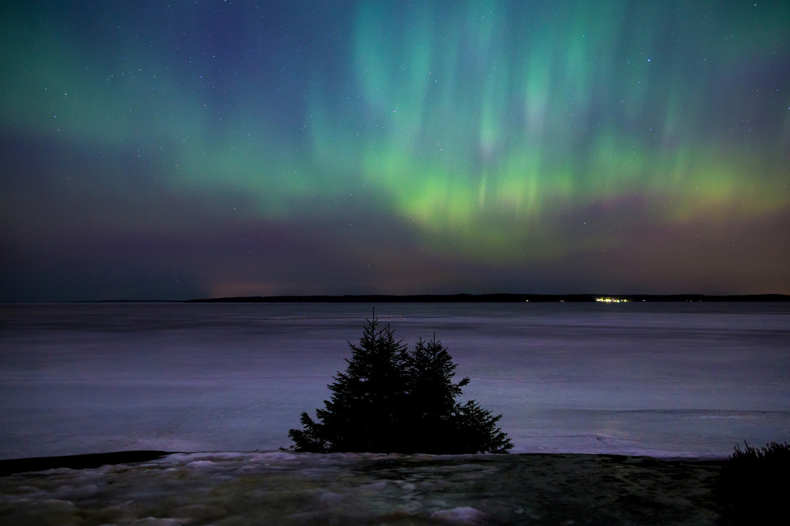 musim dingin, malam, Finlandia, bintang, Cahaya utara