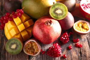 과일, 석류석, 키위, 망고, 열정 과일