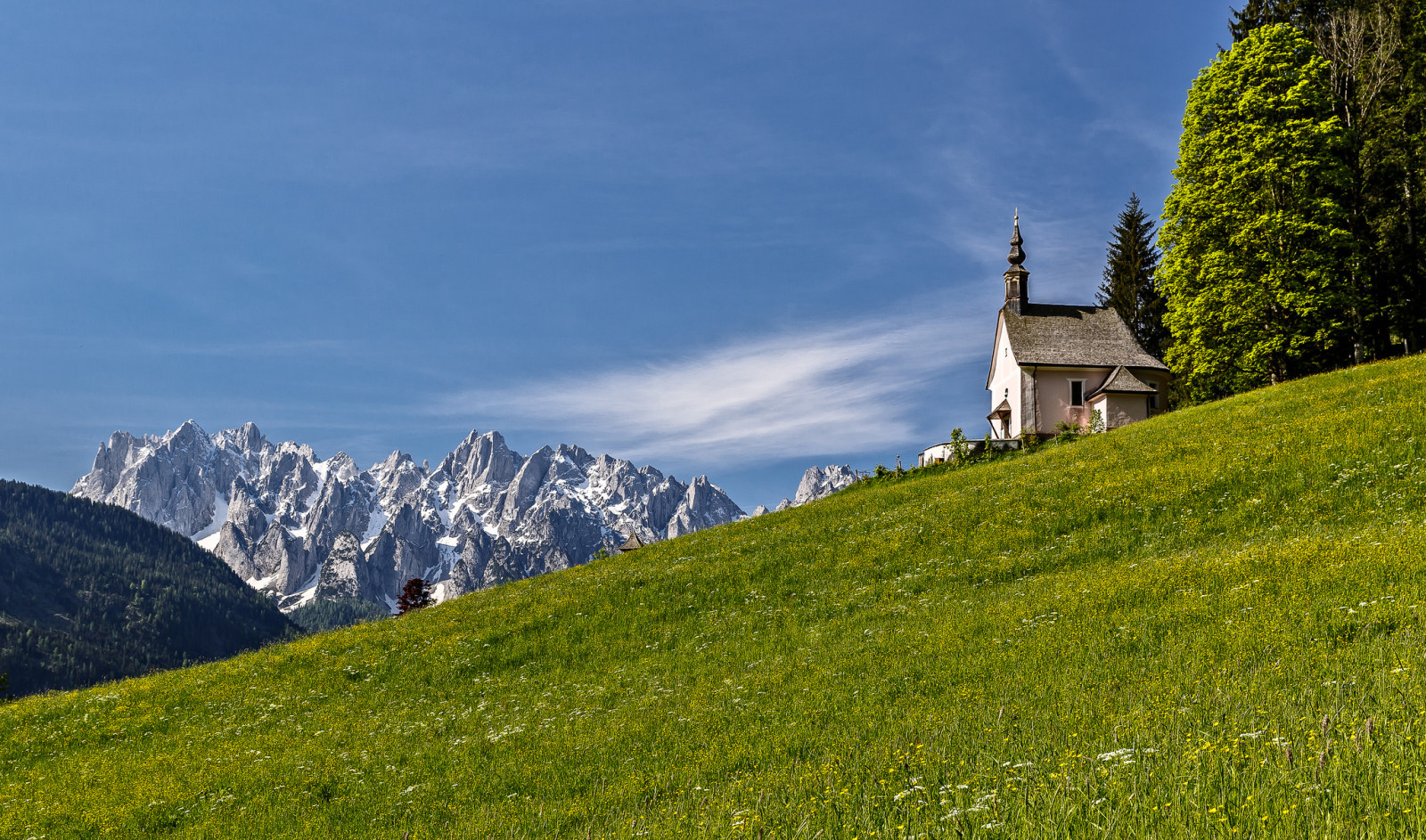 rumput, gunung, pegunungan Alpen, lereng, Gereja