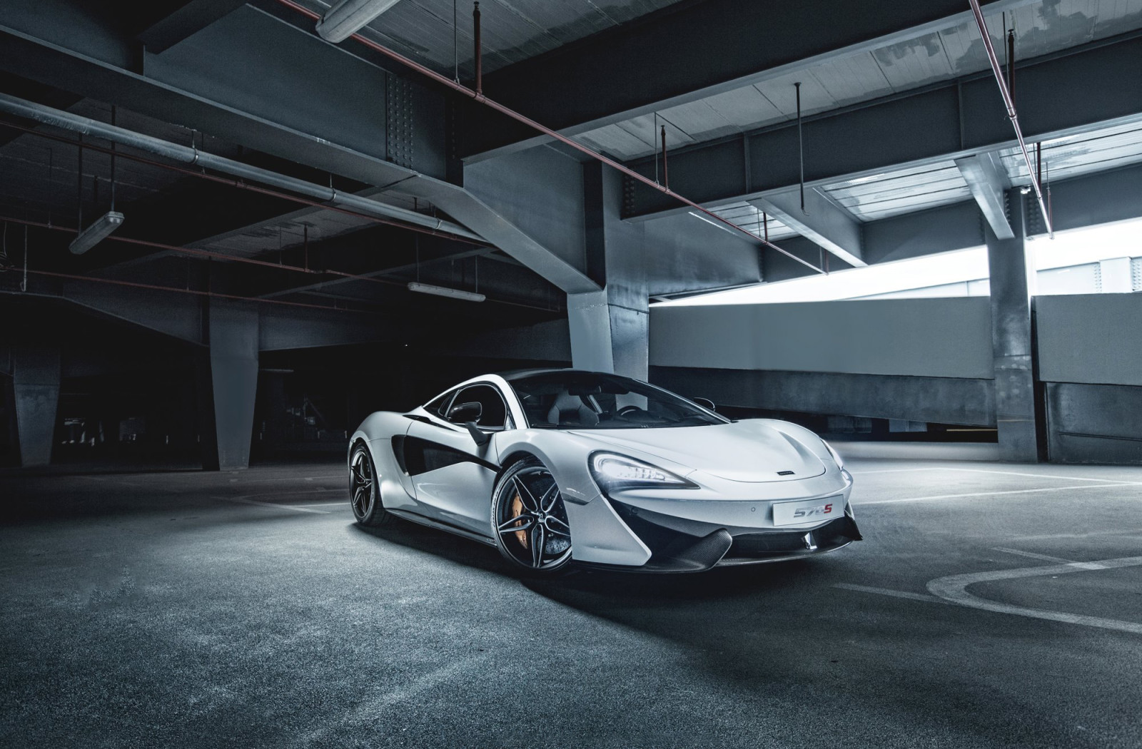 siêu xe, trắng, McLaren, Trước mặt, cửa ra vào, Bãi đỗ xe, 570S, 2015