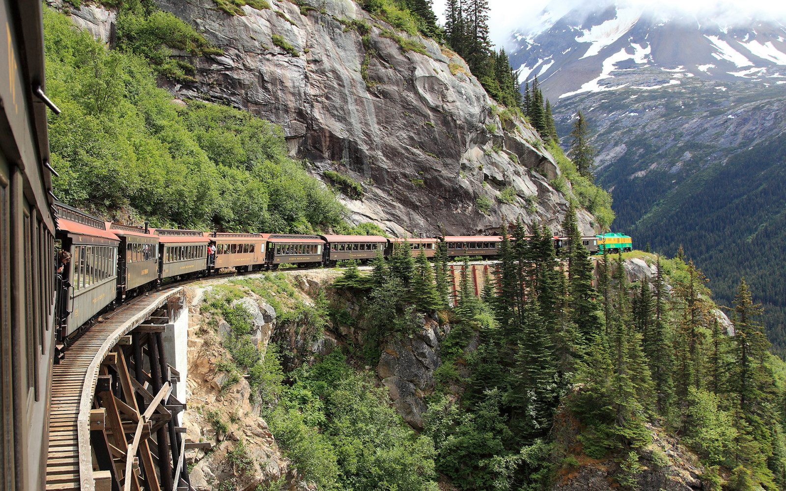 hutan, Gunung, Alaska, skagway, jalur kereta api putih