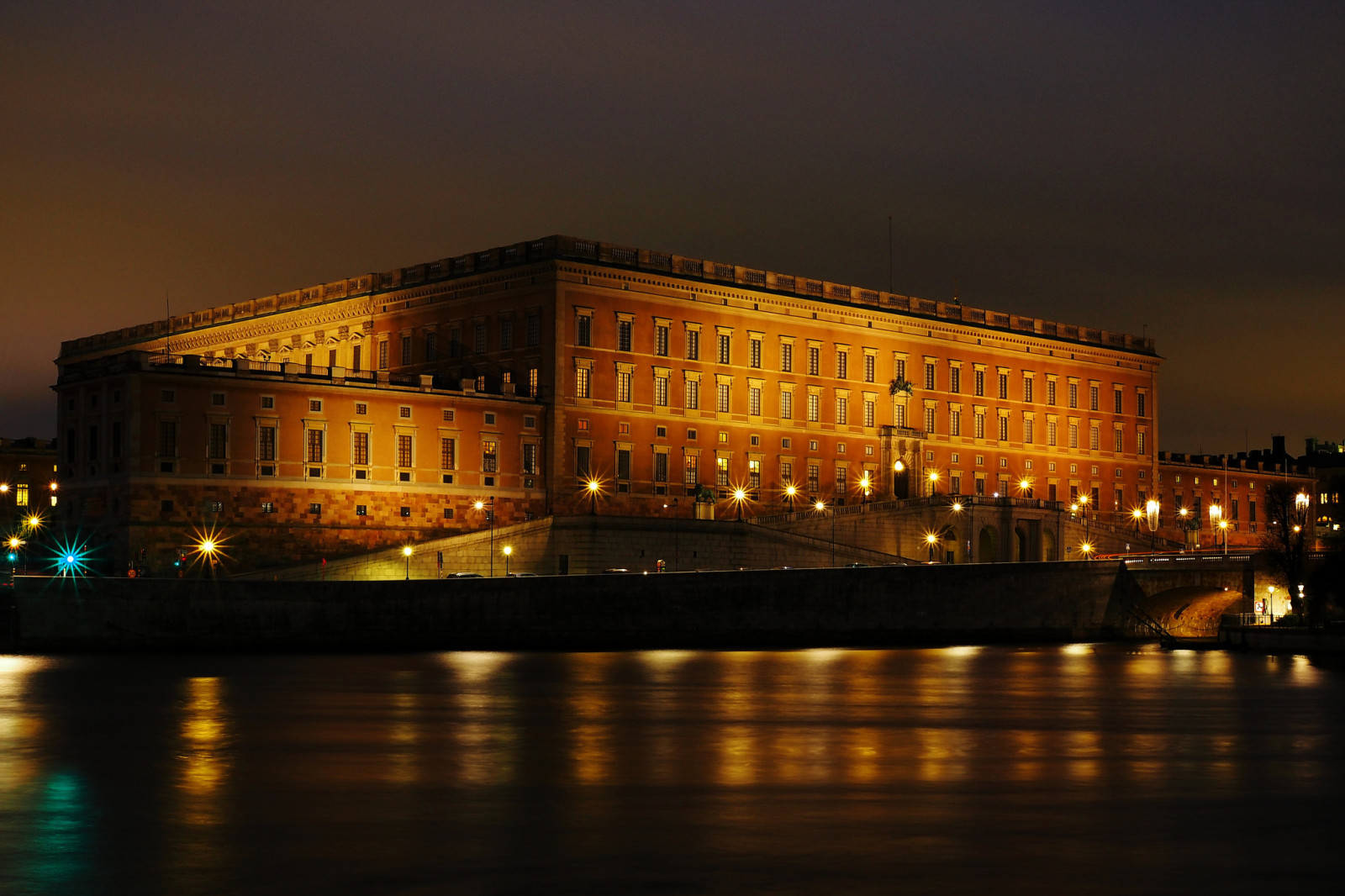 灯, 晚, 瑞典, 长廊, 斯德哥尔摩, 皇宫