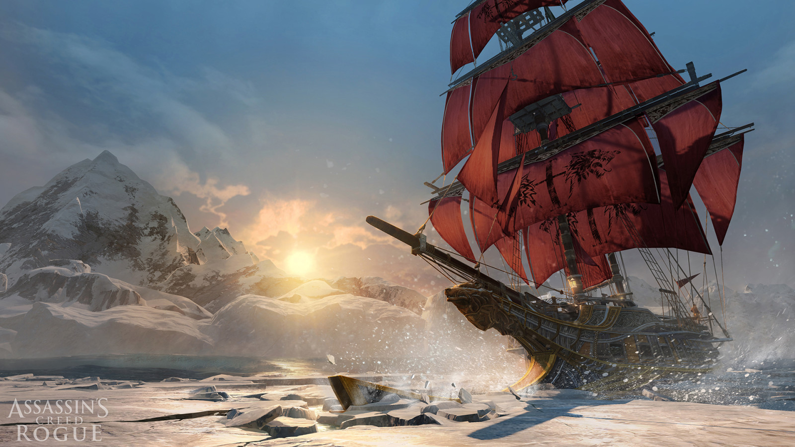 ฤดูหนาว, ทะเล, เรือ, นักฆ่า, แสงเหนือ, Assassin's Creed, ผู้ล่า, ใบเรือ