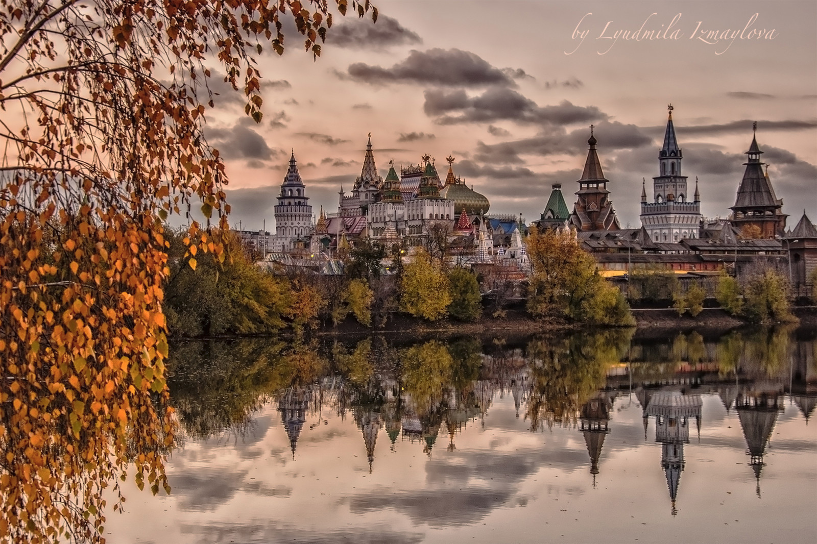musim gugur, refleksi, pohon, air, Rusia, Arsitektur, kolam, Moskow