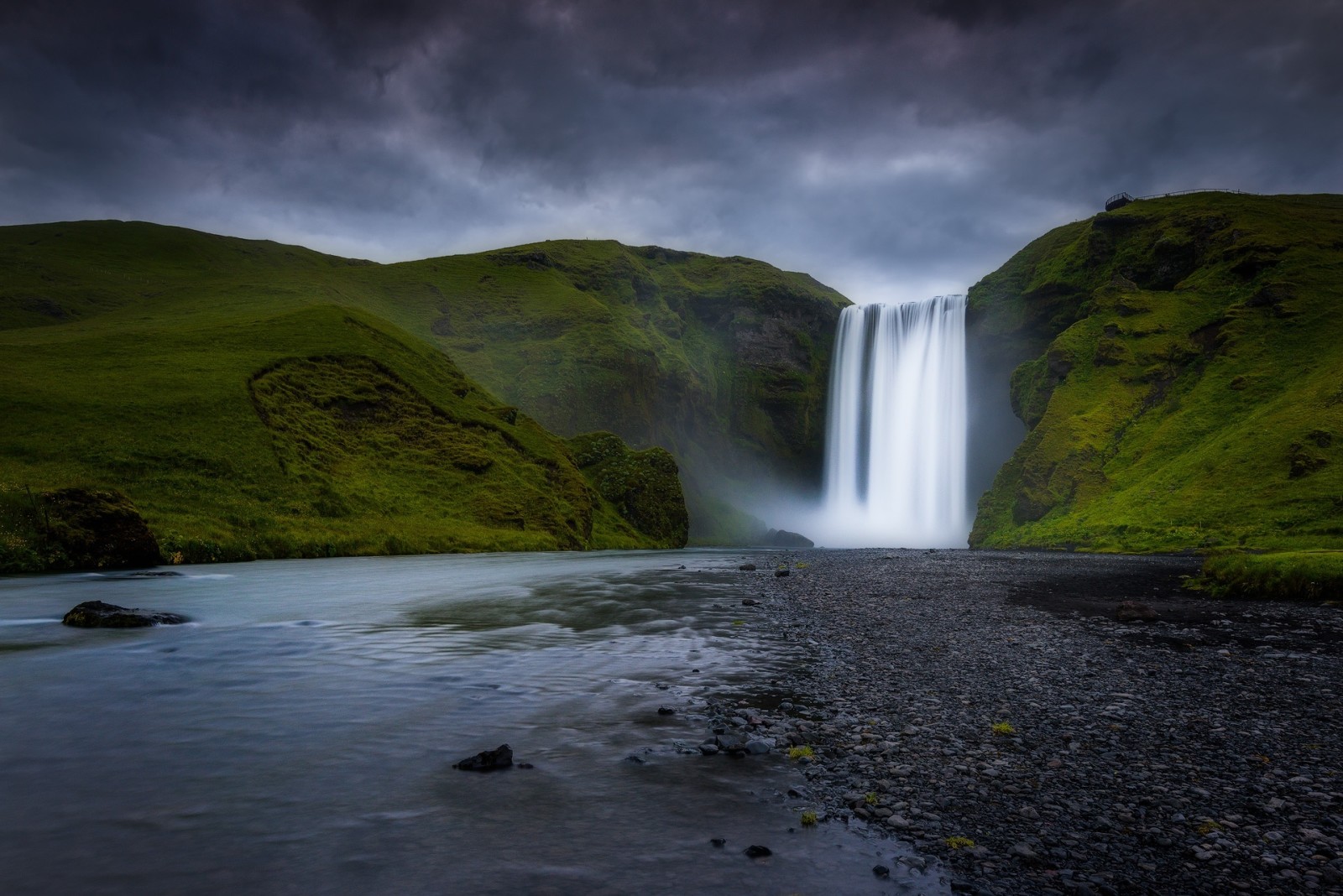 河, 瀑布, 山脉, 冰岛, 斯科加福斯
