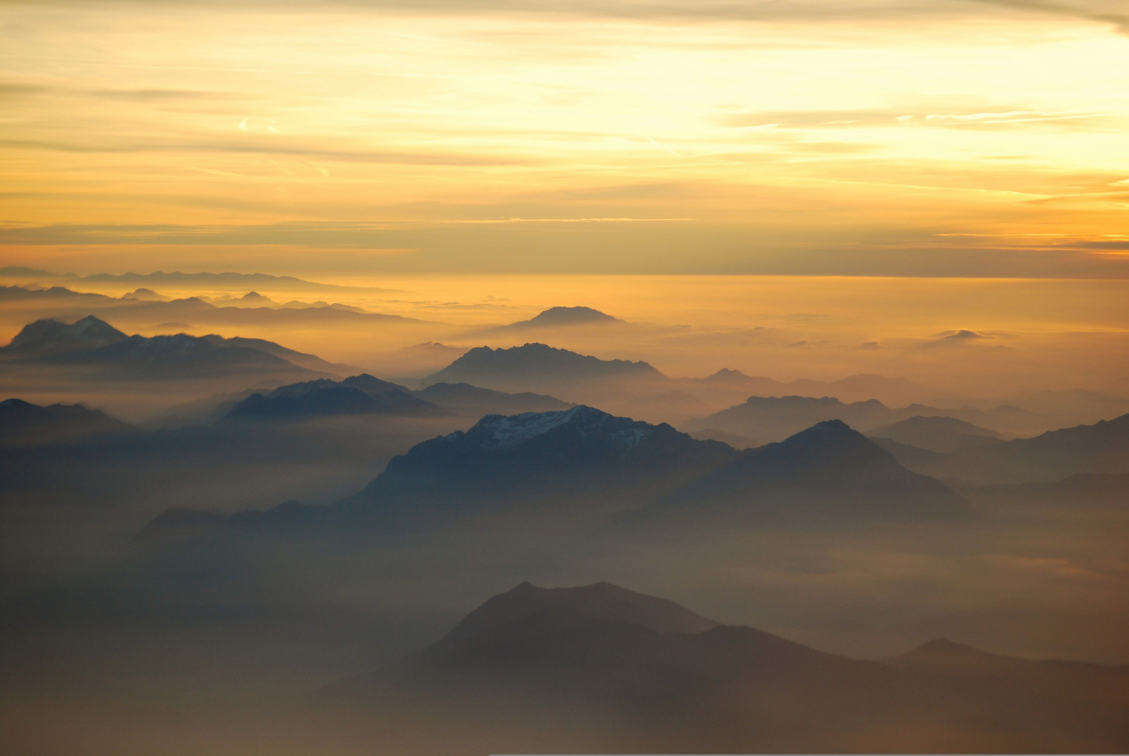光, 早上, 山脉, 意大利, 多雾路段, 阿尔卑斯山