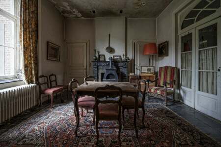 地毯, 椅子, 窗帘, 门, 壁炉, 客厅, 小夜灯, 无线电