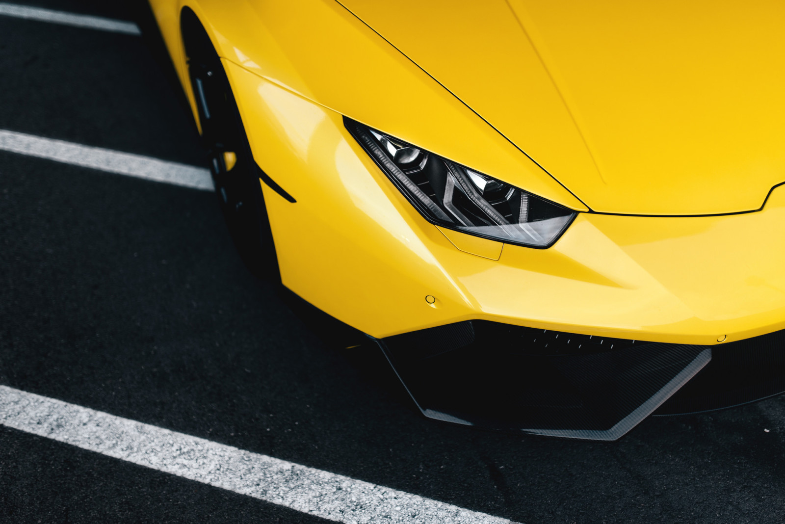 Lamborghini, supercar, สีเหลือง, Huracan, ด้านหน้า, ล้อ, LP610-4