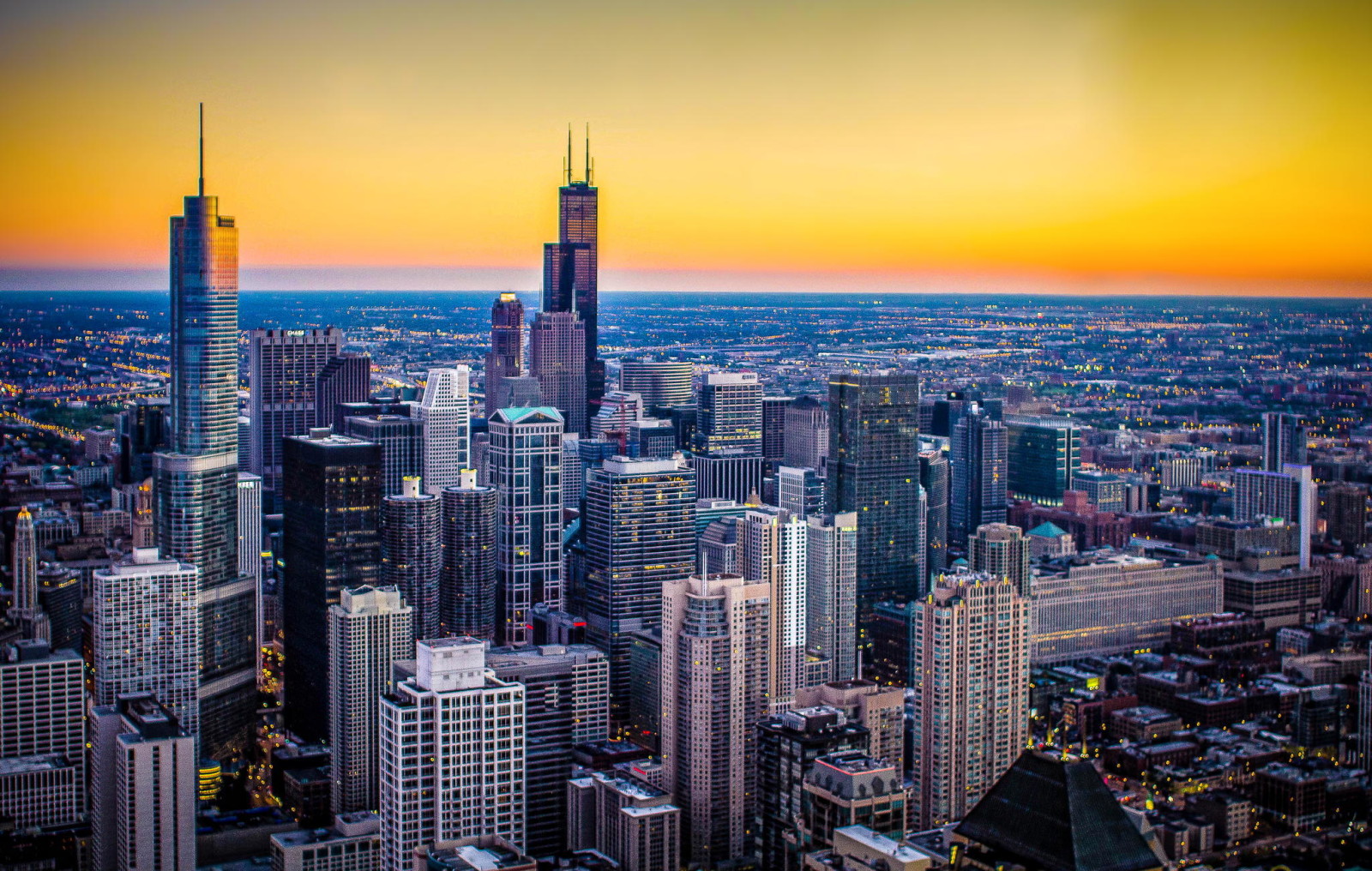 kota, gedung pencakar langit, tinggi, Chicago, Illinois