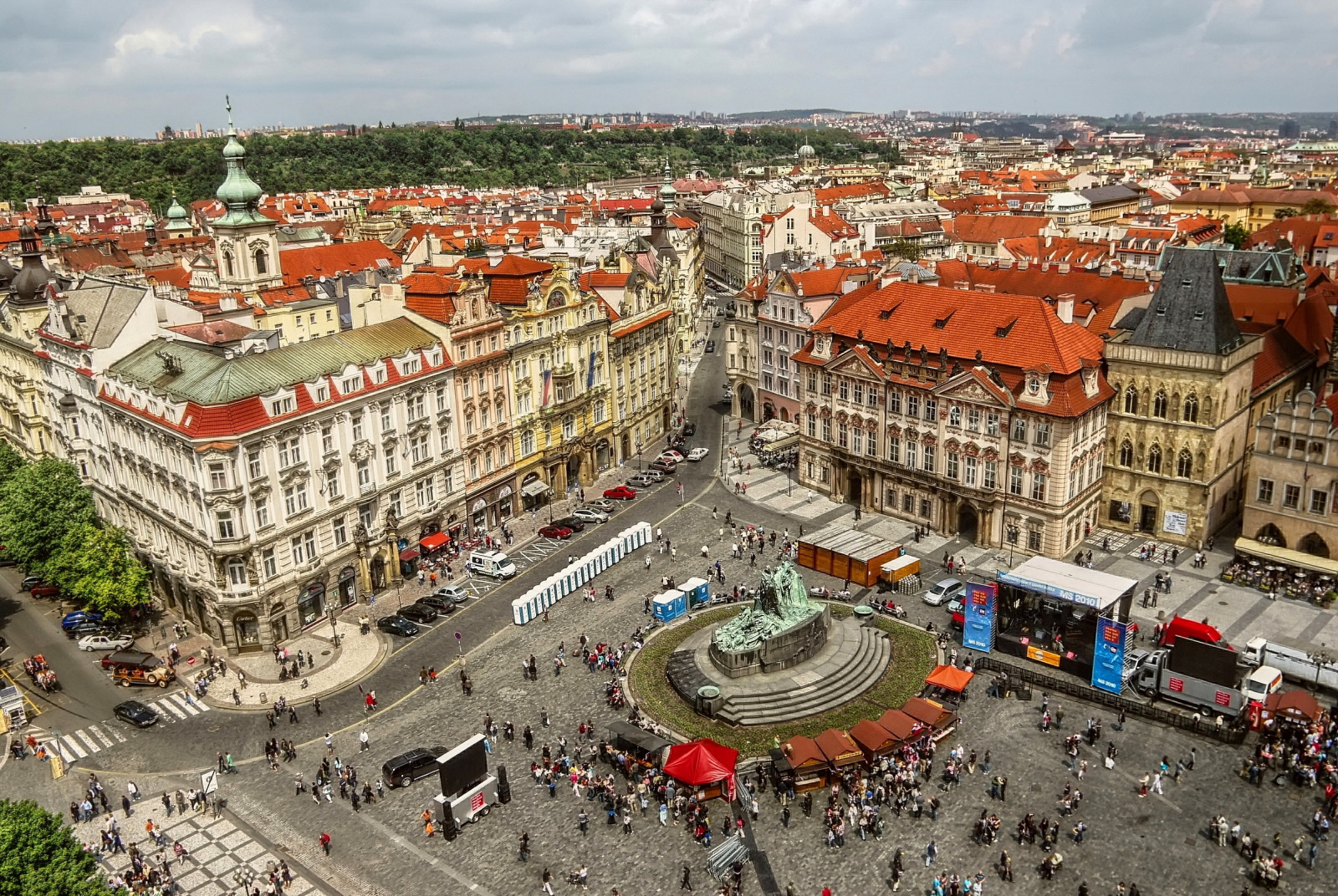 jalan, rumah, panorama, orang-orang, Praha, Monumen, Perempat, Alun-alun kota tua