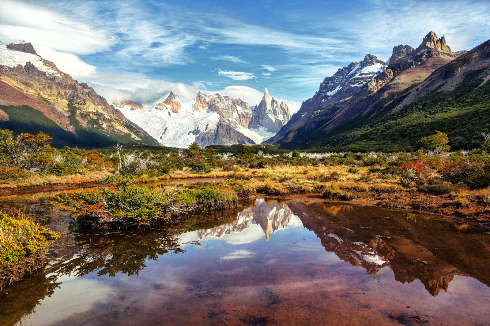 hồ, phản ánh, núi, Patagonia, Argentina, Andes, Nam Mỹ