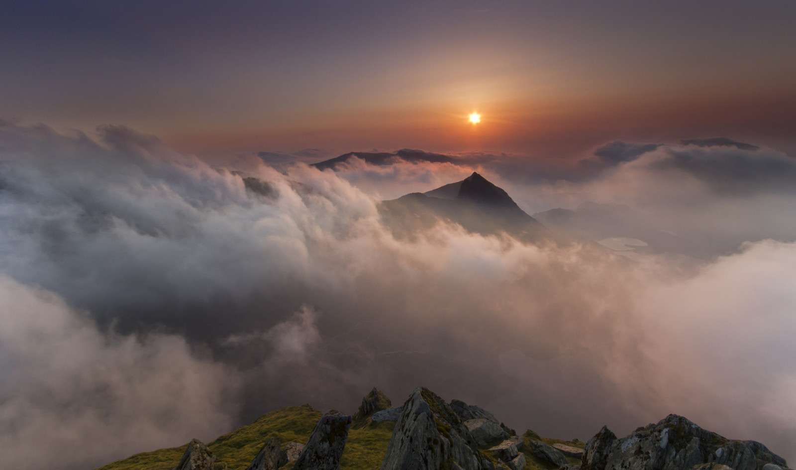 pemandangan, awan, gunung, matahari, Wales, Nant Gwynant