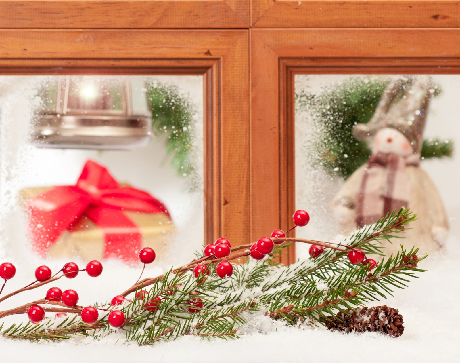 눈, 새해, 크리스마스, 장식, 명랑한, 겨울, 장난감