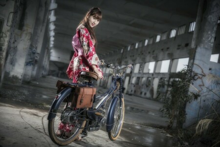 아시아 사람, 자전거, 소녀