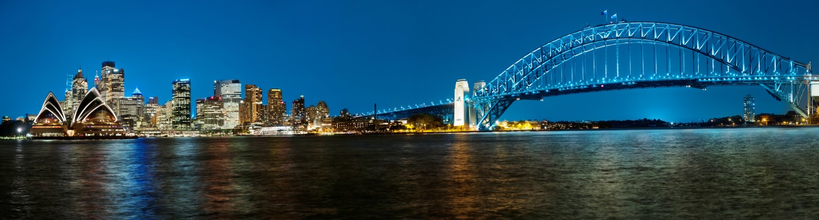 湾, 夜の街, ブリッジ, パノラマ, オーストラリア, シドニー, ハーバーブリッジ, シドニー港