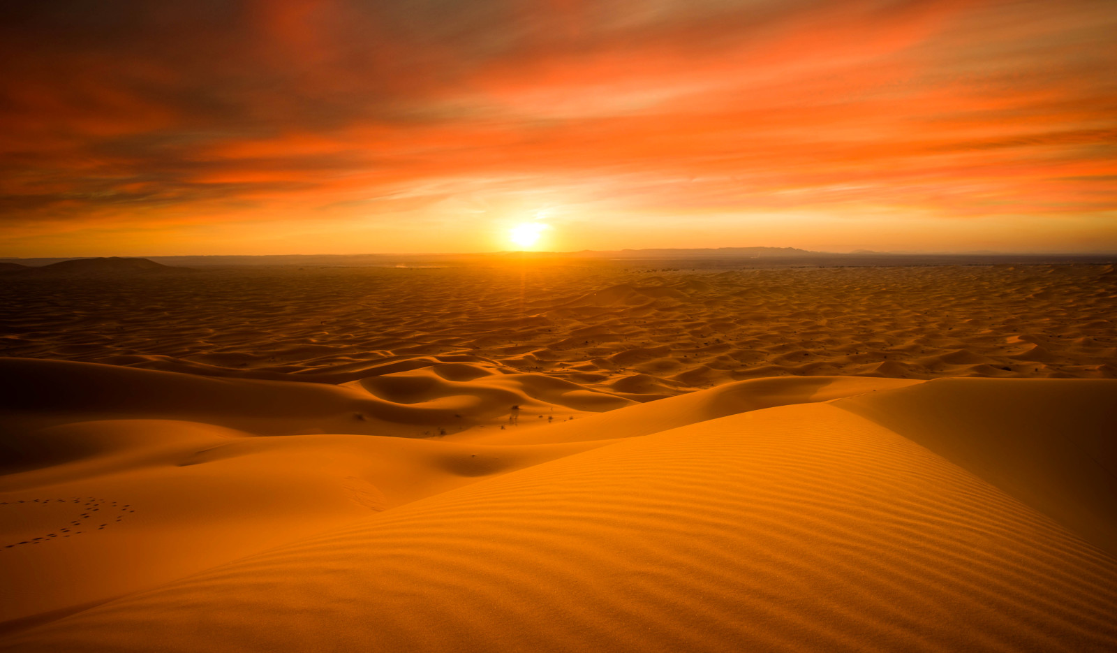 自然, 日没, 砂漠, 太陽, 砂, 地平線, シュガー, モロッコ