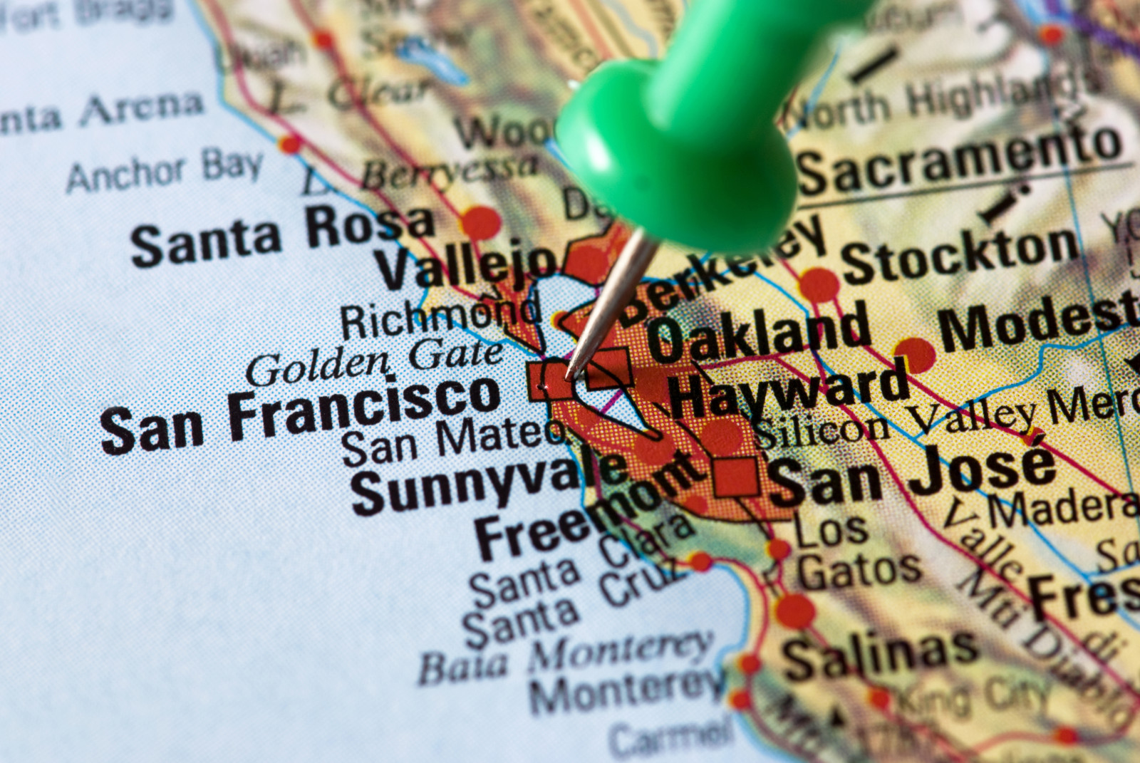 시티, 샌프란시스코, 지도, 압정