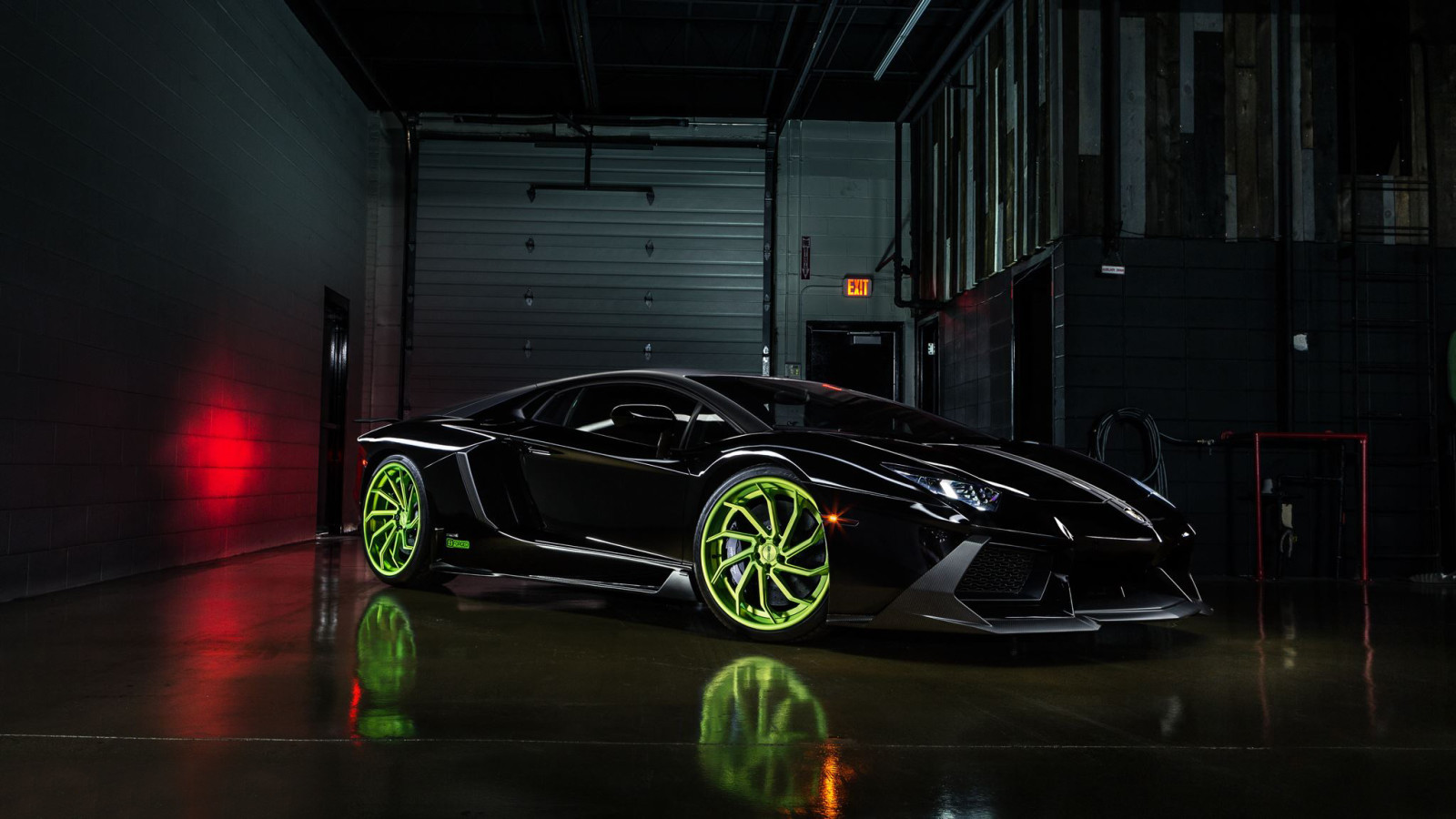 hitam, Lamborghini, Aventador, warna, Depan, roda, LP700-4, B-Dipalsukan