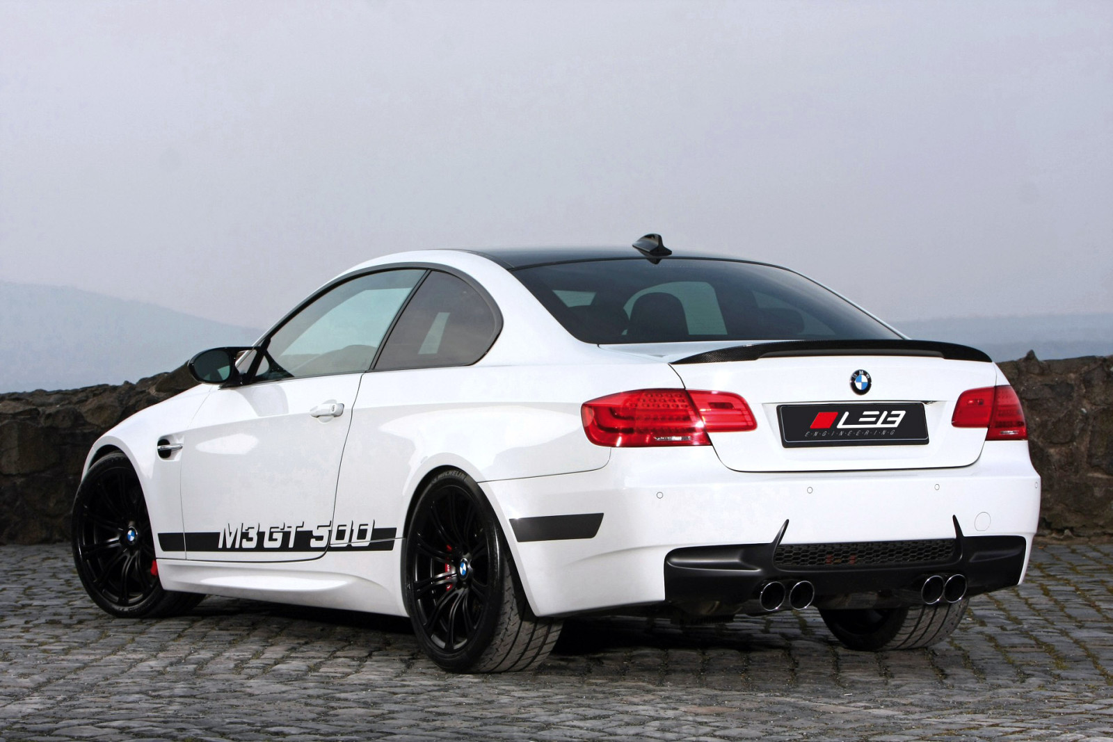 通り, 背面図, 白い, クーペ, BMW, GT 500
