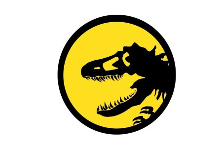 黒, 危険, 恐竜, ロゴ, 黄