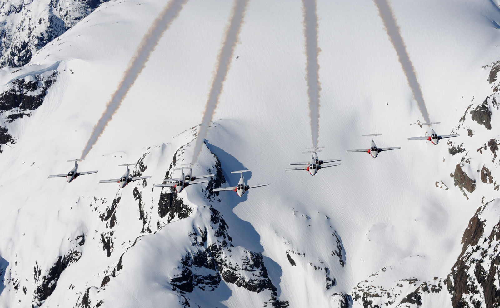 눈, 산, 비행, 훈련, 항공기, 캐나다 어, CT-114 튜터