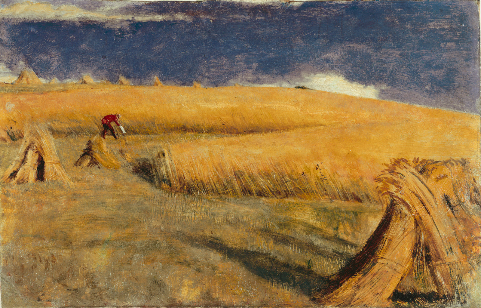 pemandangan, bidang, gambar, bukit, panen, William Holman Hunt, NIVA DI WELLE