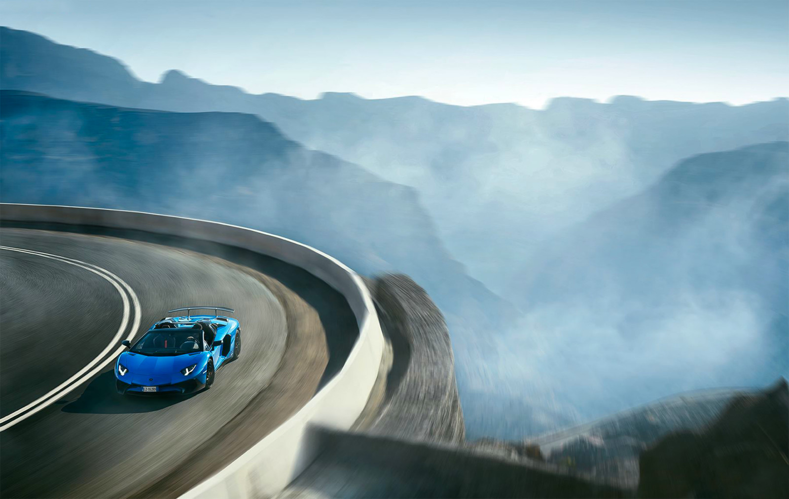 biru, Lamborghini, supercar, Aventador, Superveloce, pemandangan, Roadster, LP 750-4