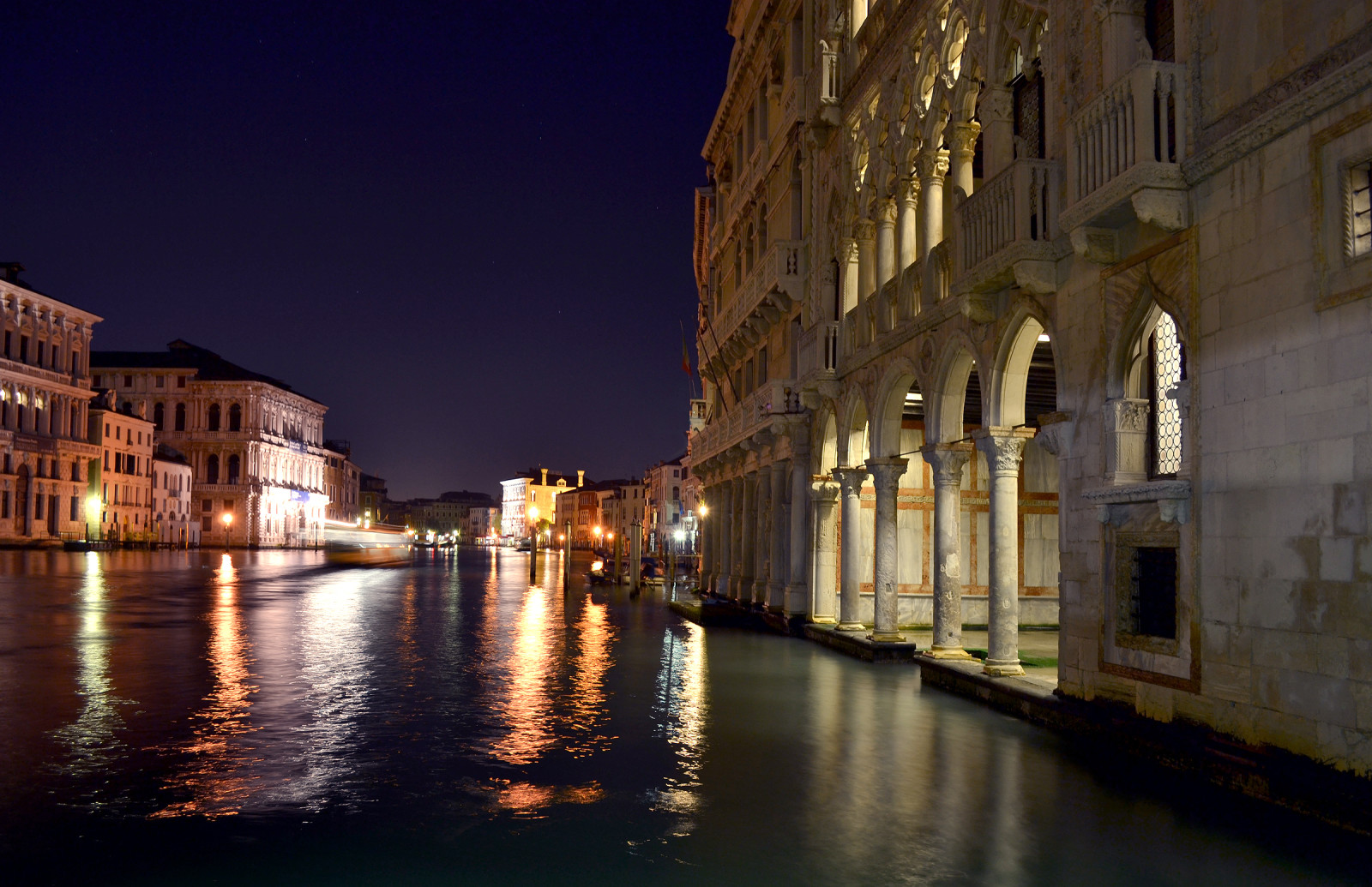 城市, 晚, 意大利, 照片, 建造, 威尼斯, 大运河