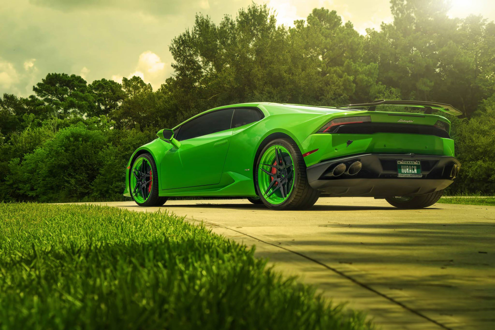 Lamborghini, siêu xe, màu sắc, màu xanh lá, Huracan, bánh xe, Phần phía sau, Adv.1