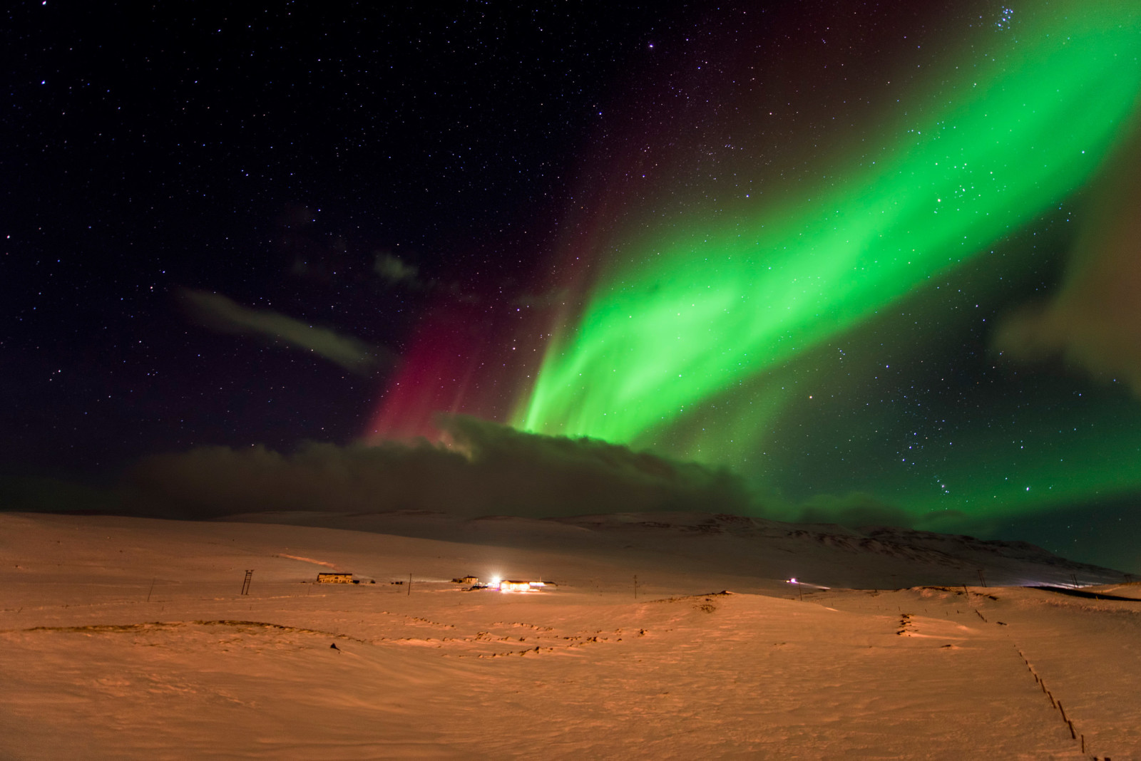 salju, malam, bintang, Cahaya utara, aurora borealis