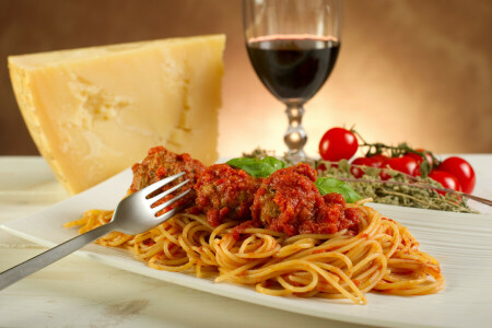 チーズ, 食物, 食事, パスタ, トマト, ワイン